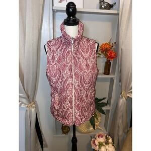 Women’s Christopher & Banks Small GUC Pink White Front Zip with Pockets Vest